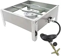 Fogão Inox De 1 Boca Alta Pressão Reforçado Kit Gás E007