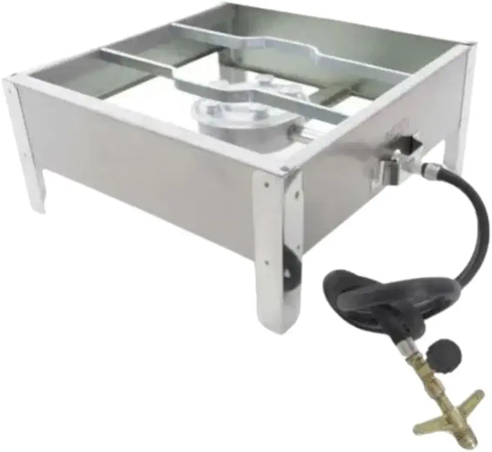 Fogão Inox De 1 Boca Alta Pressão Reforçado Kit Gás E007