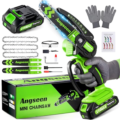 Mini motosierra inalámbrica de 6 pulgadas con batería de 2000 mAh y 2 cadenas