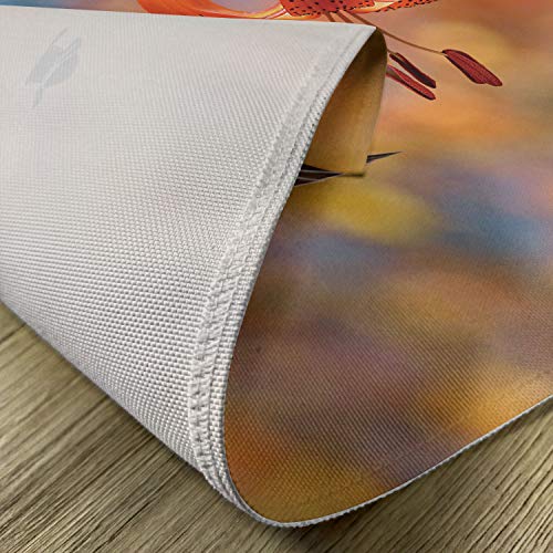 Ambesonne Hummingbird Place Mats Set Of 4, Booted Racket Tail Feeding Nectar From Tiger Lily Blur Background Photo, Washable Fabric Placemats For Dining Table, Standard Size, Orange Green #TOP4