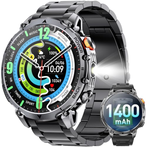 Military Smart Watches for Men, 100-day Battery, 1.7" Smartwatch 2 Bands - image 1