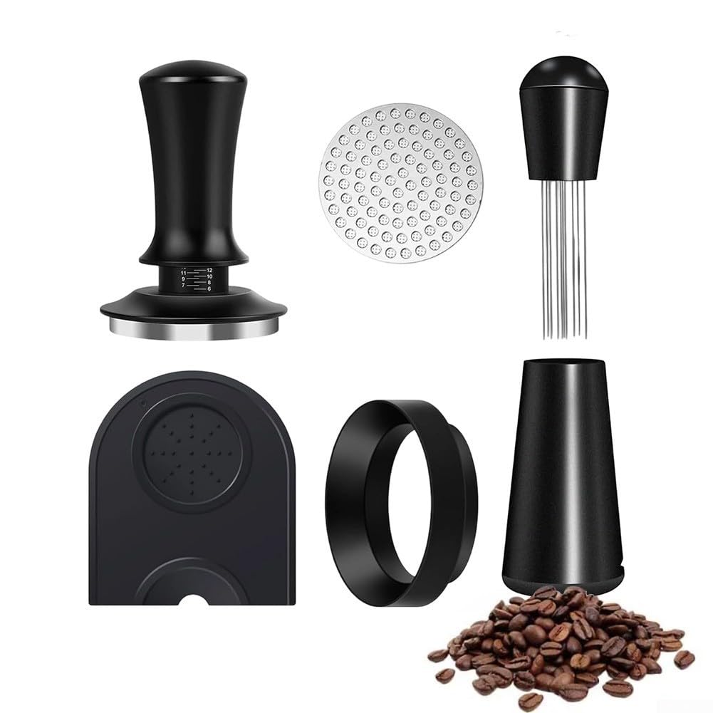 Espresso Tamper 51mm in acciaio inox Set con distributore e Puck Screen – per barista Accessori per portafiltro Macchina da caffè Distribuzione precisa della pressione