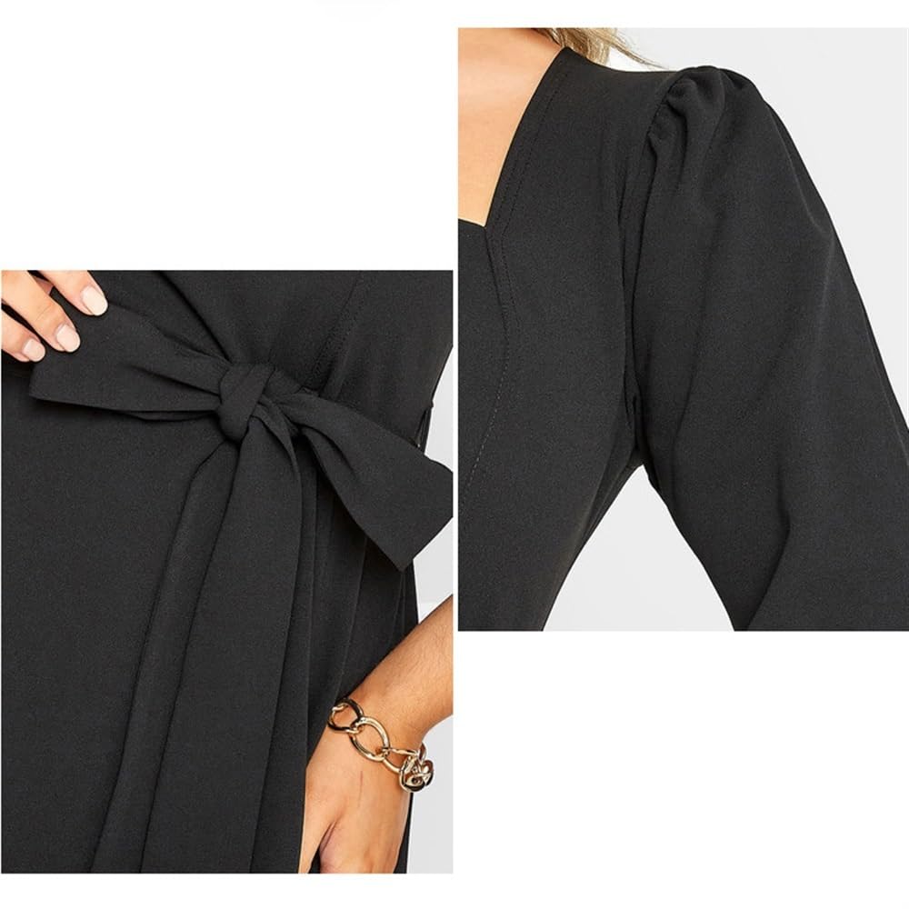 Grande Taille Été Mode Col Carré Demi Manches Hauts Pour Les Femmes À Volants Ourlet Chemise Fluide Élégant Travail Bureau Blouse