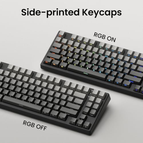 Image of Kisnt KN85 Wireless Mechanical Keyboard, 75% Layout with Side Printed PBT Keycaps, Bluetooth /2.4GHz /USB-C, Custom RGB Backlit, Hot-Swappable Linear Switch,Creamy Sound for Gaming /Typing(Gradient Gray)