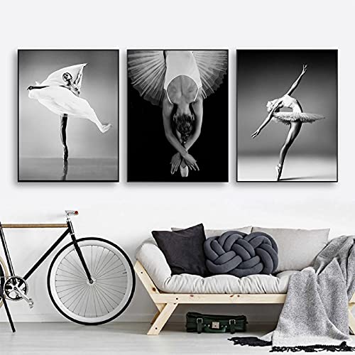 Toile peinture salon pour habiller un mur vide avec une affiche de ballet noir et blanc
