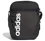 Reißverschlussfach adidas Unisex Linear Core Umhängetasche, Black/Black/White, 16 x 22 x 4 cm