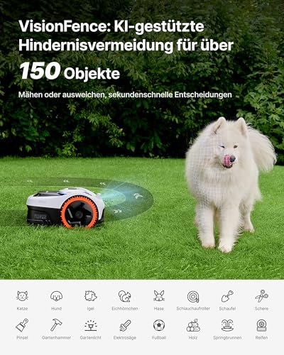 Segway Navimow i205 AWD (Neuer i105E) Mähroboter ohne Begrenzungskabel, Empf. 500 m², Allradantrieb für Steigungen bis zu 45%, EFLS NRTK + Vision, Automatisches Kartieren, Keine RTK-Antenne