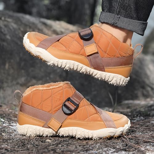 Image of Hike Winter Footwear Barefoot Boots Mens Womens, Waterproof Winter Snow Boots, Warm Ankle Booties, Wide Toe Barefoot Hiking Boots, Non-Slip Zero Drop Sole Hike Shoes for Hiking Walking Outdoor