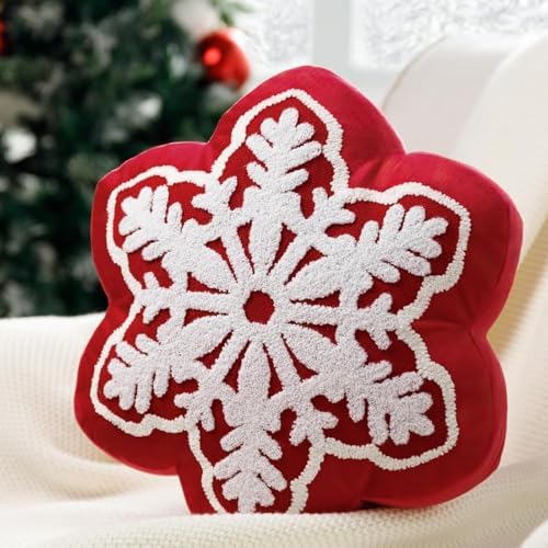 Phantoscope Merry Christmas Snowflake Shaped Throw Pillow, Velvet...