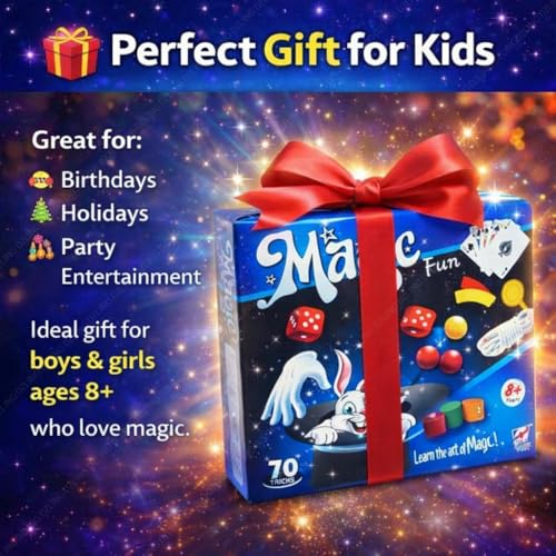 Image of 70 Tricks Magic Kit for Kids - Learn the Art of Magic with Cups, Cards, Rope & Wand | Beginner Magic Set | Educational Magic Toy | Magic Game Set for Boys & Girls 8+ Years (Magic 70)