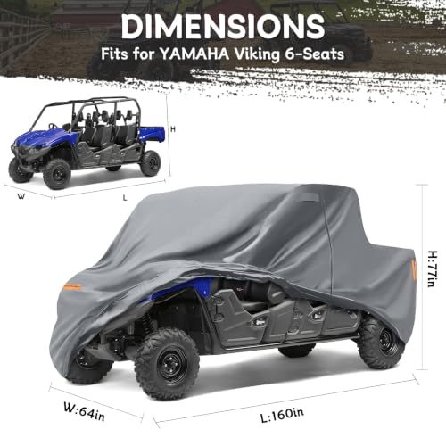 Image of Waterproof UTV Cover Compatible with Yamaha Viking 6 Seats | 6 Layers Outdoor Cover with Cotton Liner, Air Vents, Door Zipper and Windproof Buckles for Rain Snow Dust Protection