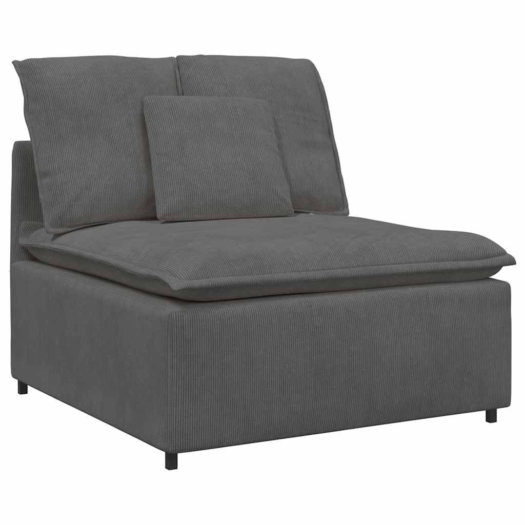 Modułowa sofa z poduszkami ze sztruksu, ciemnoszara, sofa narożna, zestaw wypoczynkowy i sofa do zabudowy, 4-częściowa sofa z podłokietnikami, metalowa rama do salonu i pokoju gościnnego
