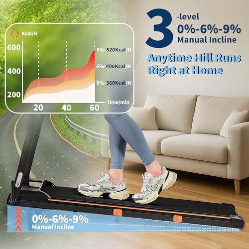 Image of Walking Pad Treadmill with Incline, 3 in 1 Under Desk Portable Folding Treadmill for Home /Office,3.0HP Small Walking Pad with Removable Desk Workstation & Handle 300 Lbs Capacity, 0.6-8.0MPH