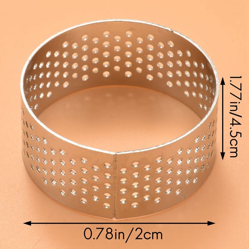 Srutueo 10Pcs 4.5cm Round Stainless Perforated Seamless Tart Ring Quiche Ring Tart Pan Pie Tart Ring with Hole Tart Shell Ring