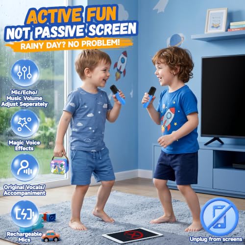 Image of YLL Karaoke Machine for Kids, Portable Mini Speaker with 2 Wireless Microphones, Kids Toy Gifts for Boys Ages 3, 4, 5, 6, 7, 8, 9, 10+ Years Old, 4-12th Birthday Singing Home Family Party