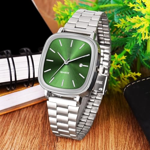 Image of Shocknshop Stainless Steel Analog Square Dial Date Display Unisex Wrist Watch for Men & Women -WCH136