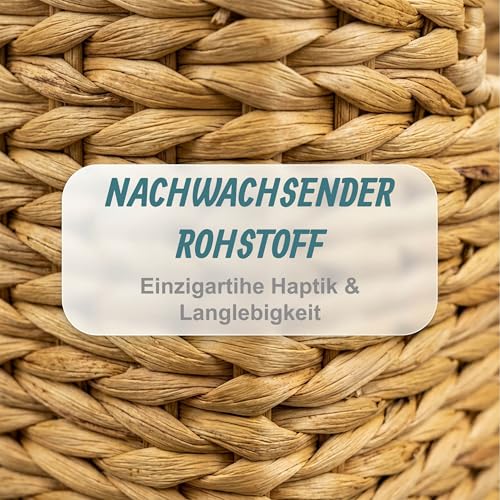 Relaxdays Zeitungsständer, Wasserhyazinthe, Eisenrahmen, HxBxT: 25 x 43 x 17 cm, Flechtkorb mit Tragegriffen, Natur