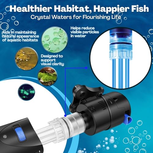 Image of Flexzion Aquarium Filter U-V, 200 Gallon Fish Tank Filter with U-V Light for Green Control Cleaning, 200GPH Submersible Aquarium Pump for Turtle Tank, Freshwater Crystal Clear & Saltwater