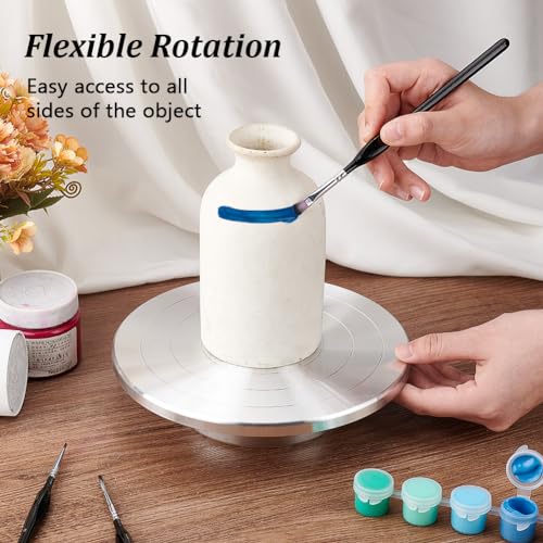 UNICRAFTALE 19.6cm Aluminum Alloy Ceramic Turntables Rotate Turntable Sculpting Wheel Revolving Turntable Ceramics Stand with Ball Bearings Accessories Decorating Ceramics Model Making - Image 2