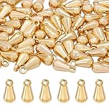 GOMAKERER 80 Pcs Teardrop Charms, Real 18K Gold Plated Brass Chain Extender Drop Charms with 1mm Hole Drop End Pieces for DIY Jewelry Making