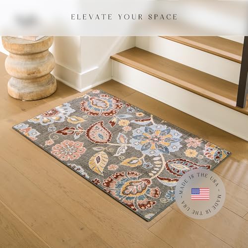 Tapete decorativo Maples Rugs Floral lavable antideslizante miniatura 3