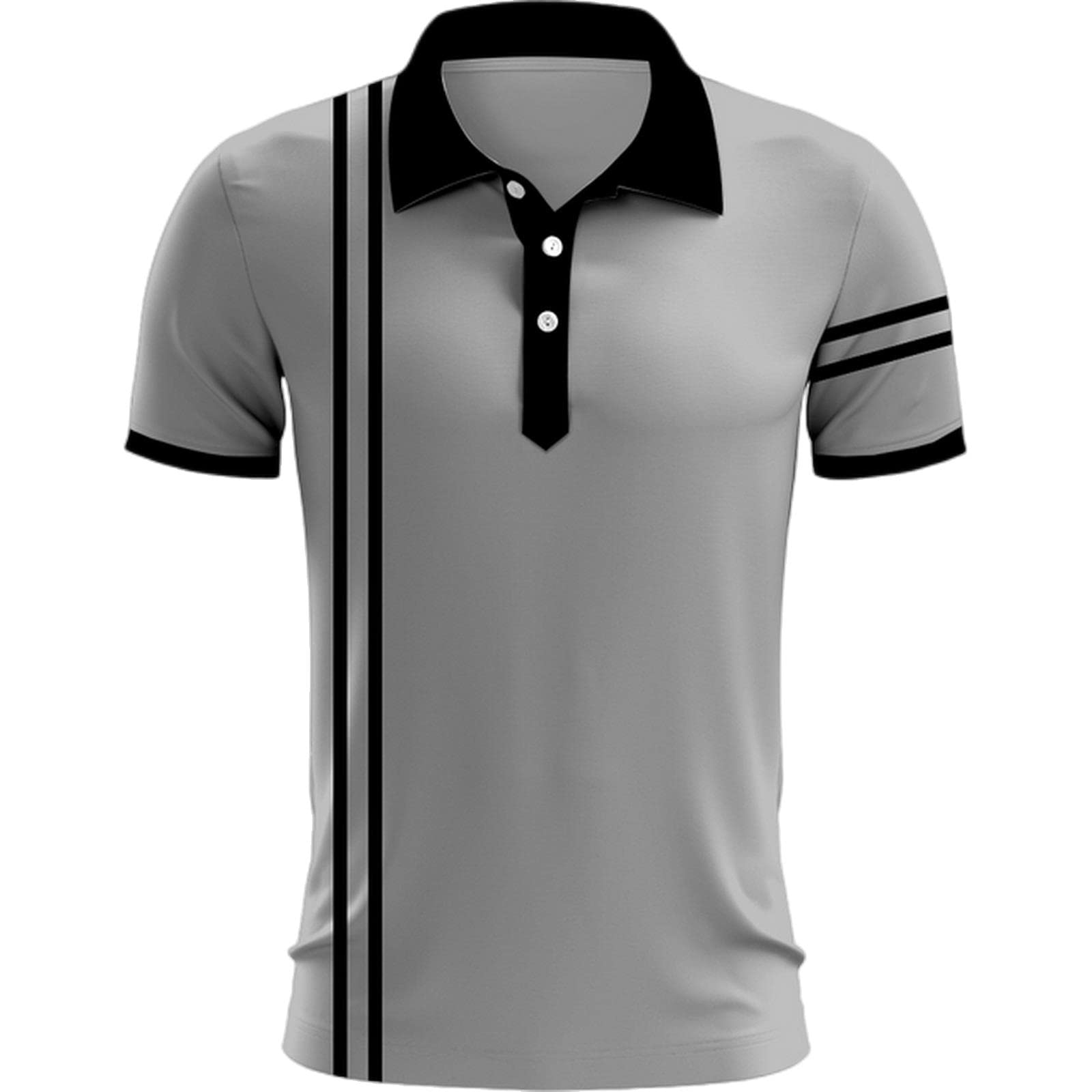 Camisa de manga corta para hombre de verano e informal, gris claro, L