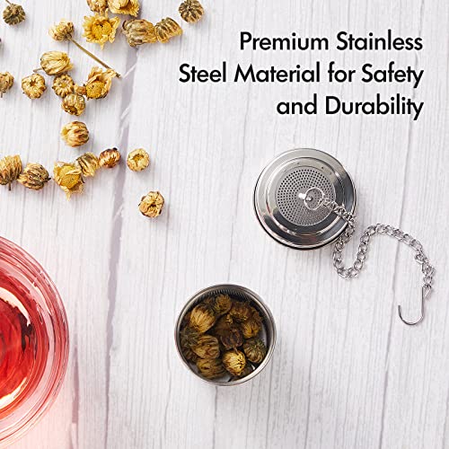 House Again 2 Pack Tea Infuser, Extra Fine Mesh Tea Infusers For Loose Tea, 18/8 Stainless Steel Tea Strainer With Extended Chain Hook, Tea Steeper For Brew Tea, Spices & Seasonings #TOP5