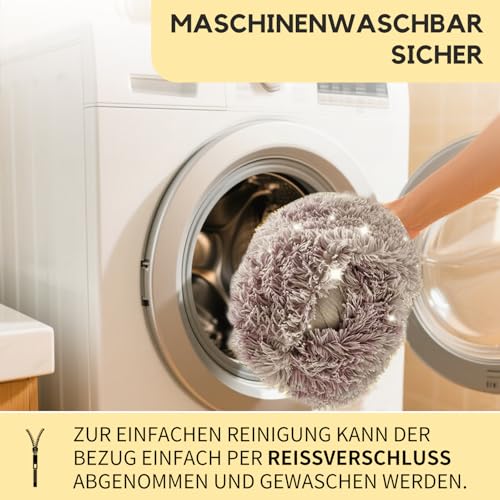 FURRYFECTION Hundebett für Menschen, 180x114x35,6cm großes Hundebett in Menschengröße für Erwachsene und Haustiere, waschbarer Kunstfellbezug, riesiges Nickerchenbett mit Decke und Kissen