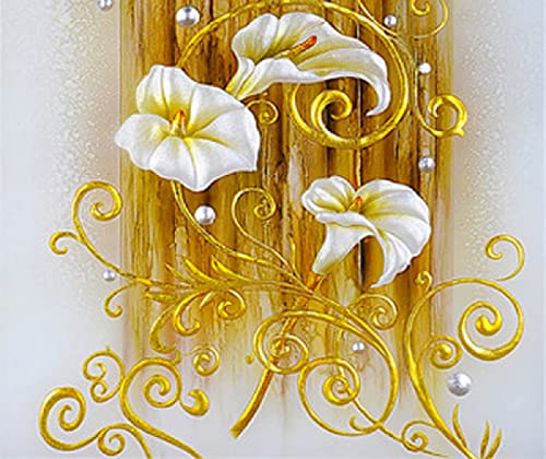 Point de croix pré-imprimé kit de broderie anti-erreur fleurs dorées