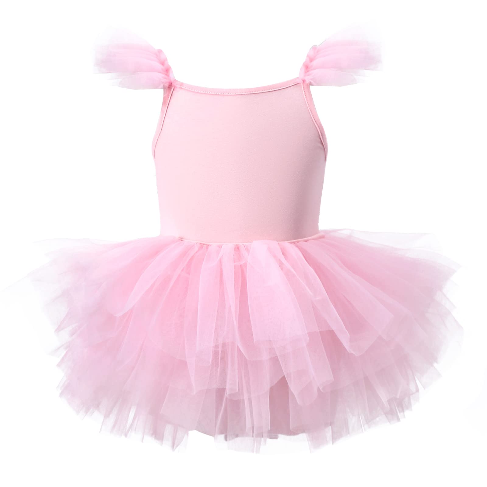 Girls Dance Tutu Dresses Ruffle Sleeve Snap Crotch Ballet Leotards