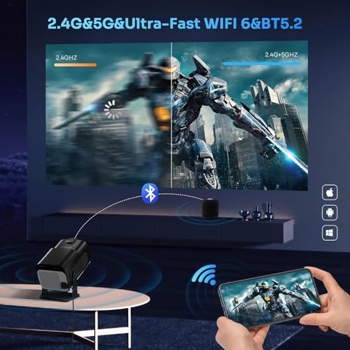 Image of PLAY Art Android 13 4K Decoding 1080 Full HD Inbuilt Speaker Bluetooth ShortThrow Auto Keystone Freestyle 360 Degree flip Portable Projector(Black)