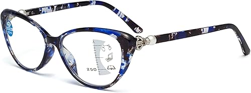 YIJIA-YOUNG Gafas de lectura multifocales progresivas ojo de gato para mujer con bloqueo de luz azul lectores con bisagra de perla 3251002