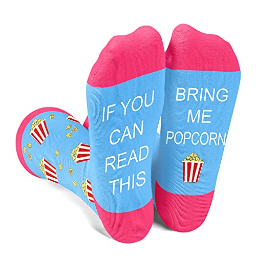 Zmart Popcorn Socks Popcorn Gift for Women Girls, Movie Lover Gifts Popcorn Gift Ideas