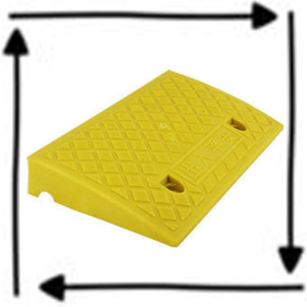 Rubber Curb Ramp for Wheelchair Bicycle and Vehicle Non Slip Driveway Ramp for Doorway Garage and Steps Yellow 2.8in Rise Threshold Ramp