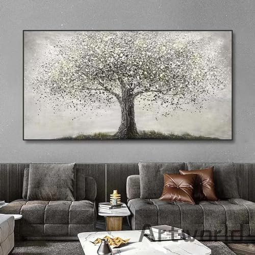 Affiche de l'arbre de vie noir et blanc 30x60 cm peinture à l'huile salon