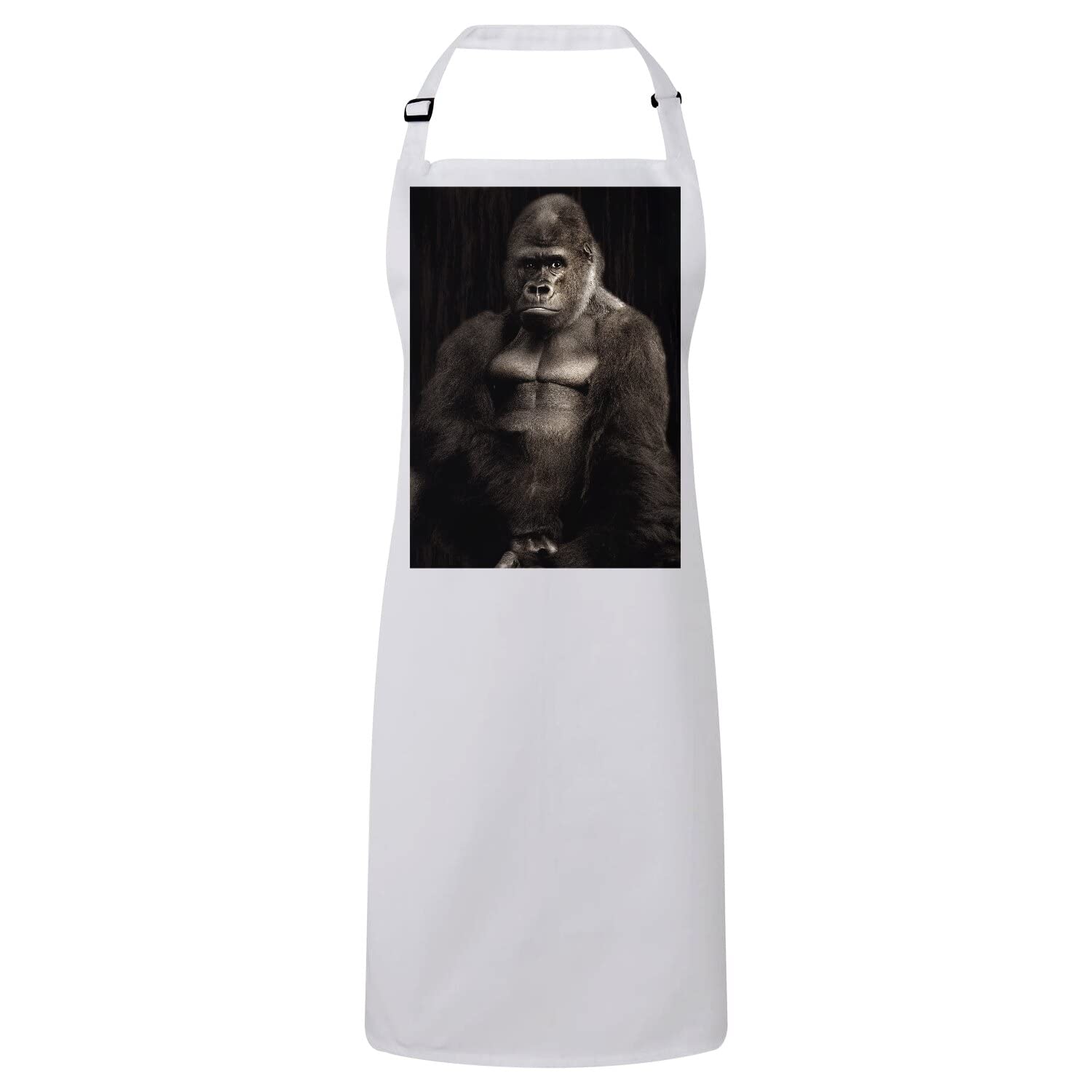 Tablier cuisine de qualité premium blanc portrait gorille style classe - 4