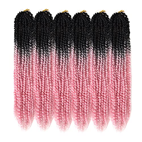 CORA Hair Passion Twist Crochet Hair for Black Women 6 Packs 96 Strands Pre twisted Passion Crochet Braids Hair Water Wave Pre Looped Synthenic Braids Hair Extensions(20 INCH, 1B-Light Pink)