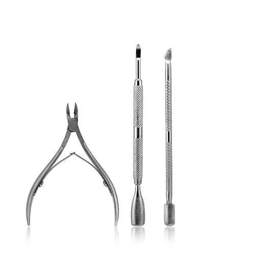 KADS 3 unidsset de herramientas de uñas de acero inoxidable kits tijera pinza cutícula herramienta cuchara empujador muerto removedor de piel