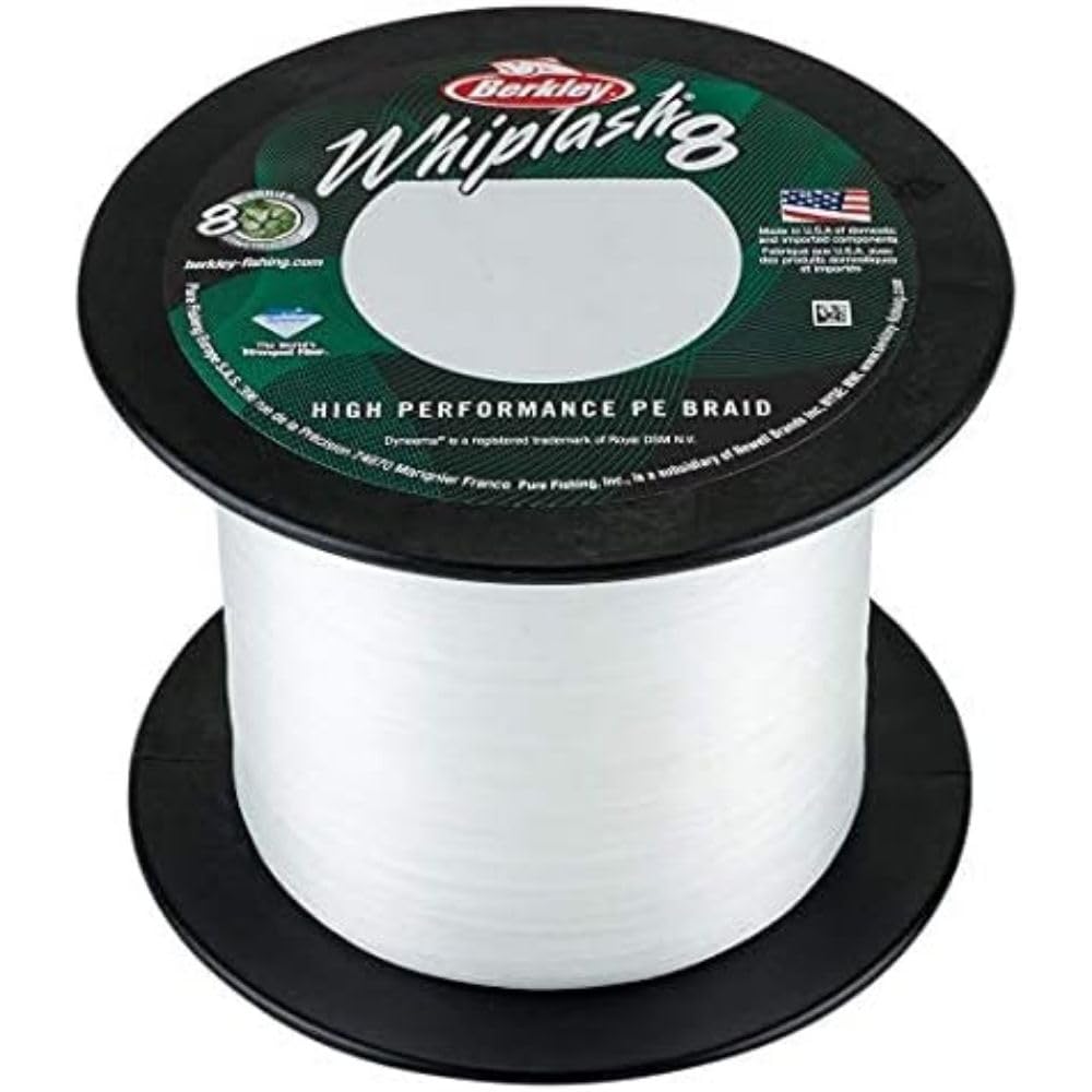 BERKLEY 1446617 Whiplash 8, White Crystal, 10.7 kg, 23lb, 150 m