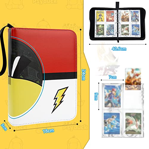 TAOPE Classeur Cartes à Collectionner, 400 Pochettes Cahier Range Carte à Glissière, Classeur Carte Album avec 4 Feuilles 50 Pages Pochette Rangement pour Pokemon Yugioh Football Présentoir de Cartes