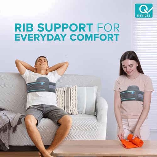 Image of Q DEVICES Rib Belt - Breathable Rib Cage Support & Compression Wrap for Fractured, Bruised, or Broken Rib Relief - Adjustable Thoracic Binder for Men & Women, Post-Surgical Recovery (26-44 Inch)