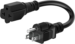 1-Foot 12 AWG 15 Amp Household Plug to 20 Amp Adapter Cable,Nema 5-15P to 5-15R/20R,5-15P to 6-15R/20R T-Blade 20-Amp to 15-Amp Extension Cord Heavy Duty 15A 125V to 20A 250V AC Power-Cable