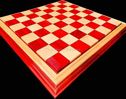 Tablero de ajedrez de la serie Signature de 23 pulgadas, arce y padauk de 2.25 pulgadas, tamaño cuadrado, tablero de ajedrez de lujo de madera
