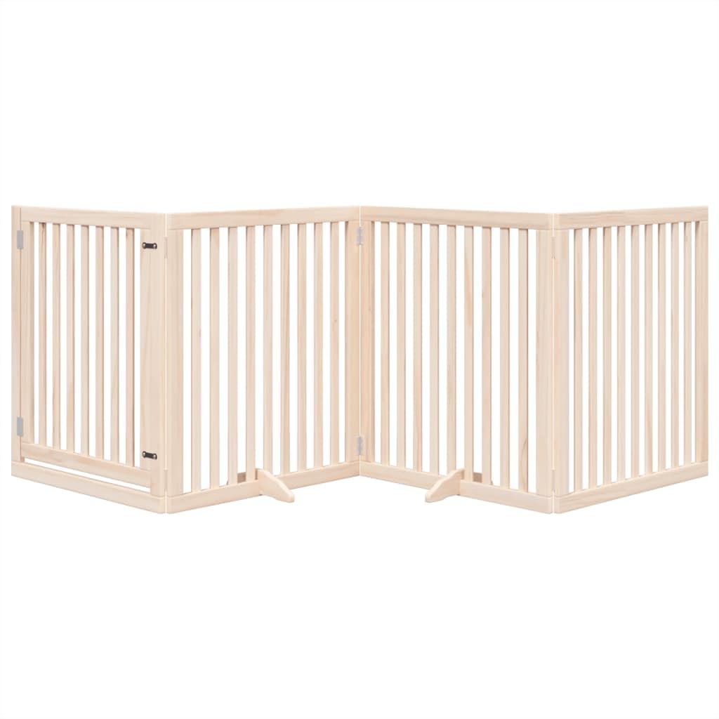 Puerta plegable para perros de madera de álamo de 320 cm, independiente, plegable, ideal como barrera para casa, apartamento, jardín, protección y seguridad para cachorros y perros