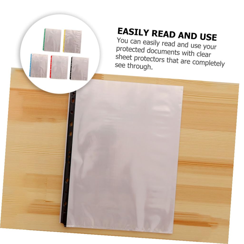 Zerodeko Protège-feuilles A4 Transparent à 11 Trous en Pp, Pochette pour Classeur, Lot de 100 Pièces, pour Collecter et Ranger Documents Travail L'école