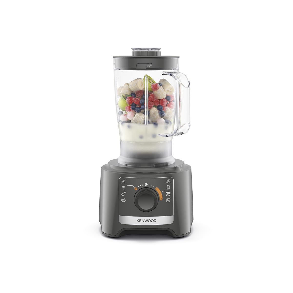 Kenwood MultiPro Compact FDP31.360GY wielofunkcyjny robot kuchenny z ostrzem do blendera, tarczą do wyrabiania ciasta i krojenia, wyciskarką do cytrusów, blenderem 1,2 l, 2 prędkościami + pulsem,