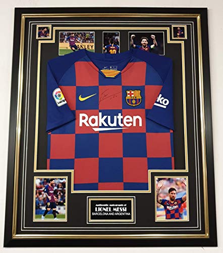 www.signedmemorabiliashop.co.uk Lionel Messi Signed Shirt Barcelona Display