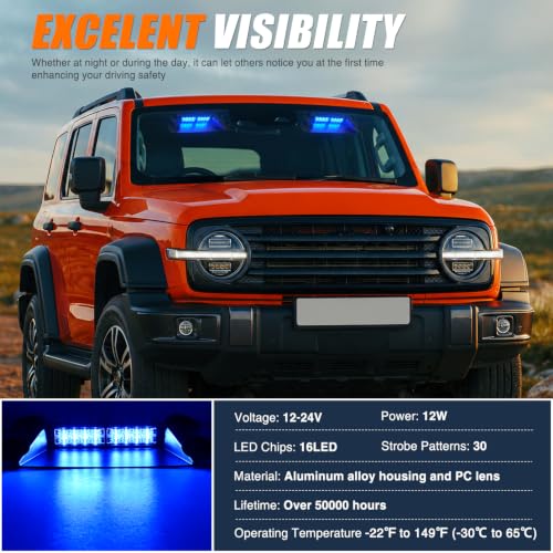 Image of Nilight 16LED Blue Dash Strobe Light Cigarette Lighter Plug