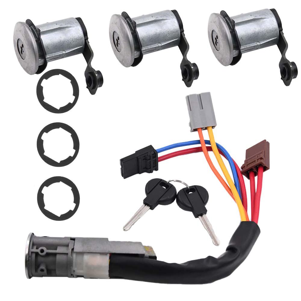 Blocchetto di accensione e serratura per porta, set di cilindri di chiusura con 2 chiavi, compatibile con Citroen Berlingo 1996-2008 Partner 96244156 252522 9170.G3