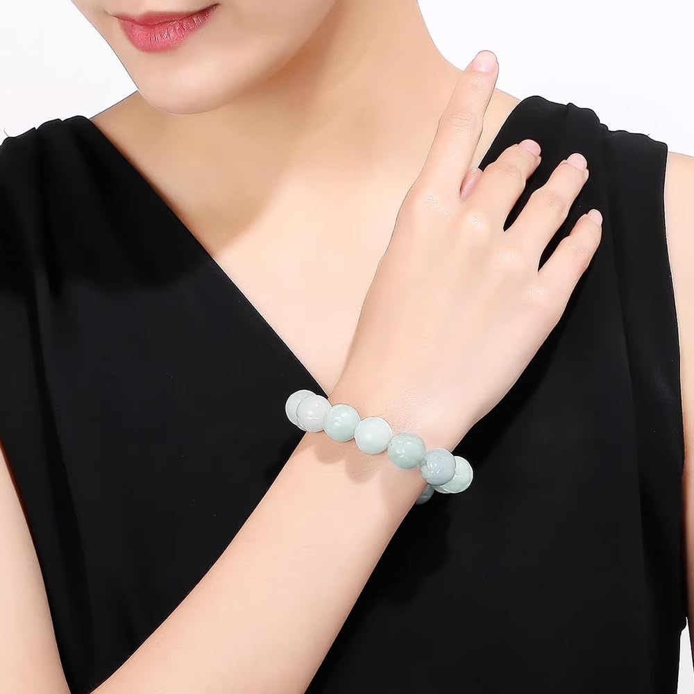 Bracciali, bracciali da Donna, Braccialetto Feng Shui in Giada Verde da Donna, Cordino in Vera giadeite Yoga